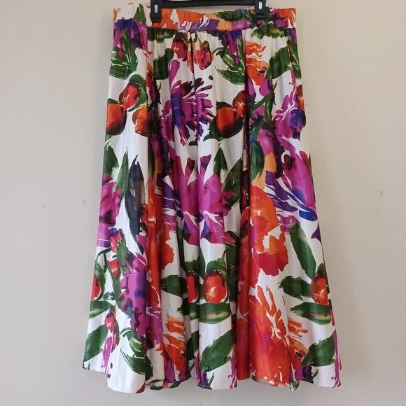 Studio Ey 2X Skirt Maxi Aline Floral Wedding Guest Colorful Party Pull‎ On